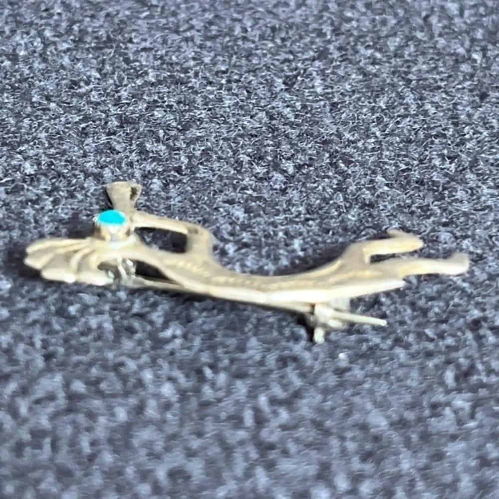 Vintage Unmarked Silver‎ Kokopelli Turquoise Pin Brooch Southwestern